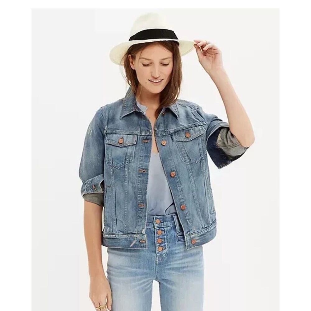Madewell The Jean Jacket Women Size Small Blue Denim 100% Cotton 1655 - Picture 1 of 14